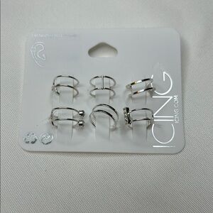Icing Silver Tone Ear Cuff Set